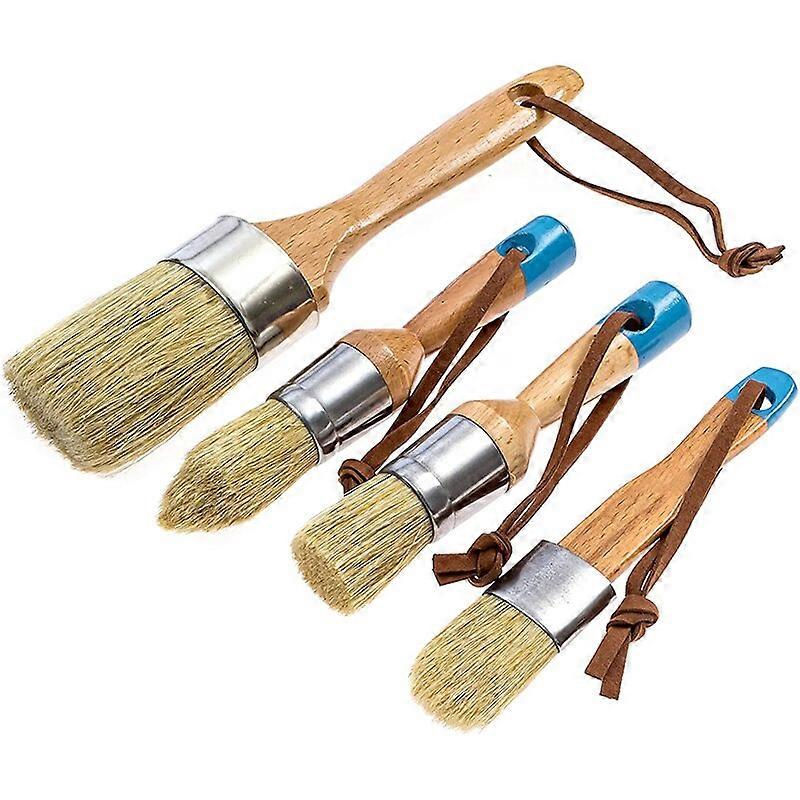 Chalk and Wax Pure Bristle Brushes - Hand Made Multi-Use Brushes - Complete Set (4 Brushes)