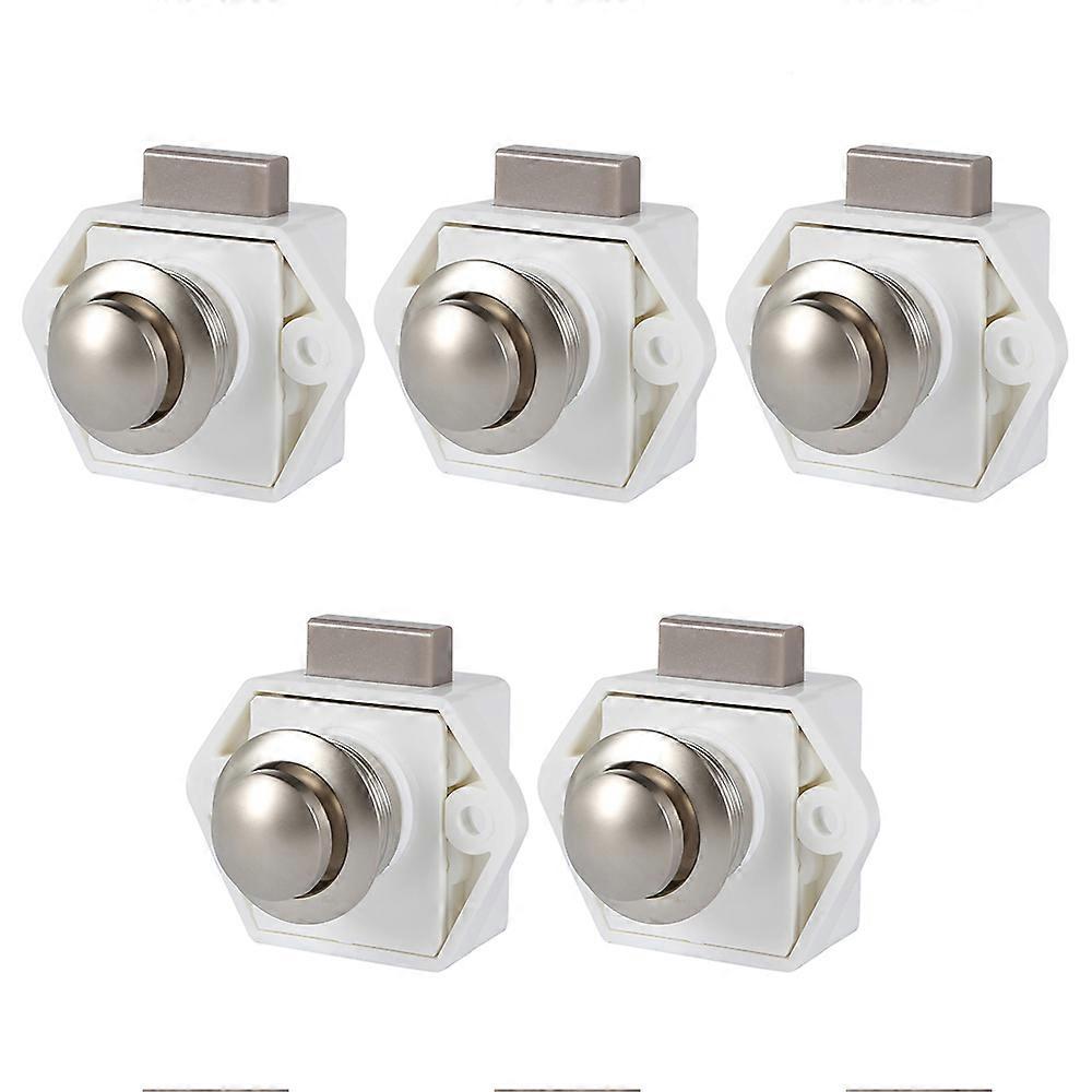 5Pcs Push Button Latch Lock 15-27mm Thickness Door Catch Knobs Household Metal Push Button Drawer Catch Lock for Furniture Boat