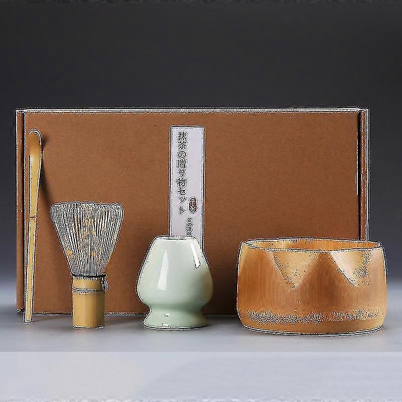 4pcs/set Matcha Set Bamboo Ceramic Matcha Bowl With Whisk