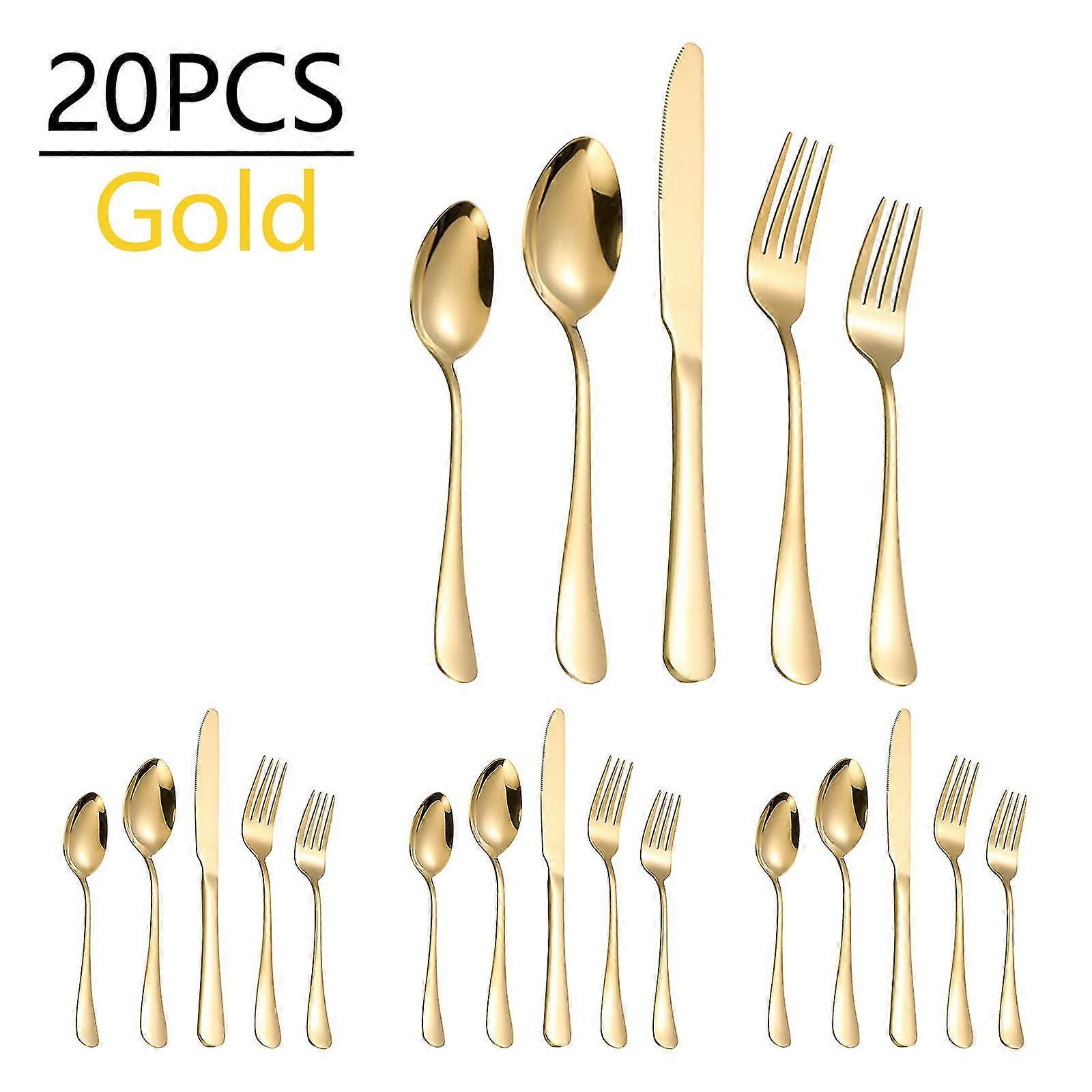 Set di posate 20pcs in acciaio inossidabile 4 persone Set forchetta cucchiaio posate Set design moderno con bordi