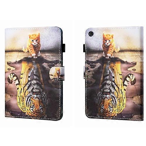 For Samsung Galaxy Tab A9 Coloured Drawing Stitching Flip PU Tablet Case with Sleep / Wake-up Function