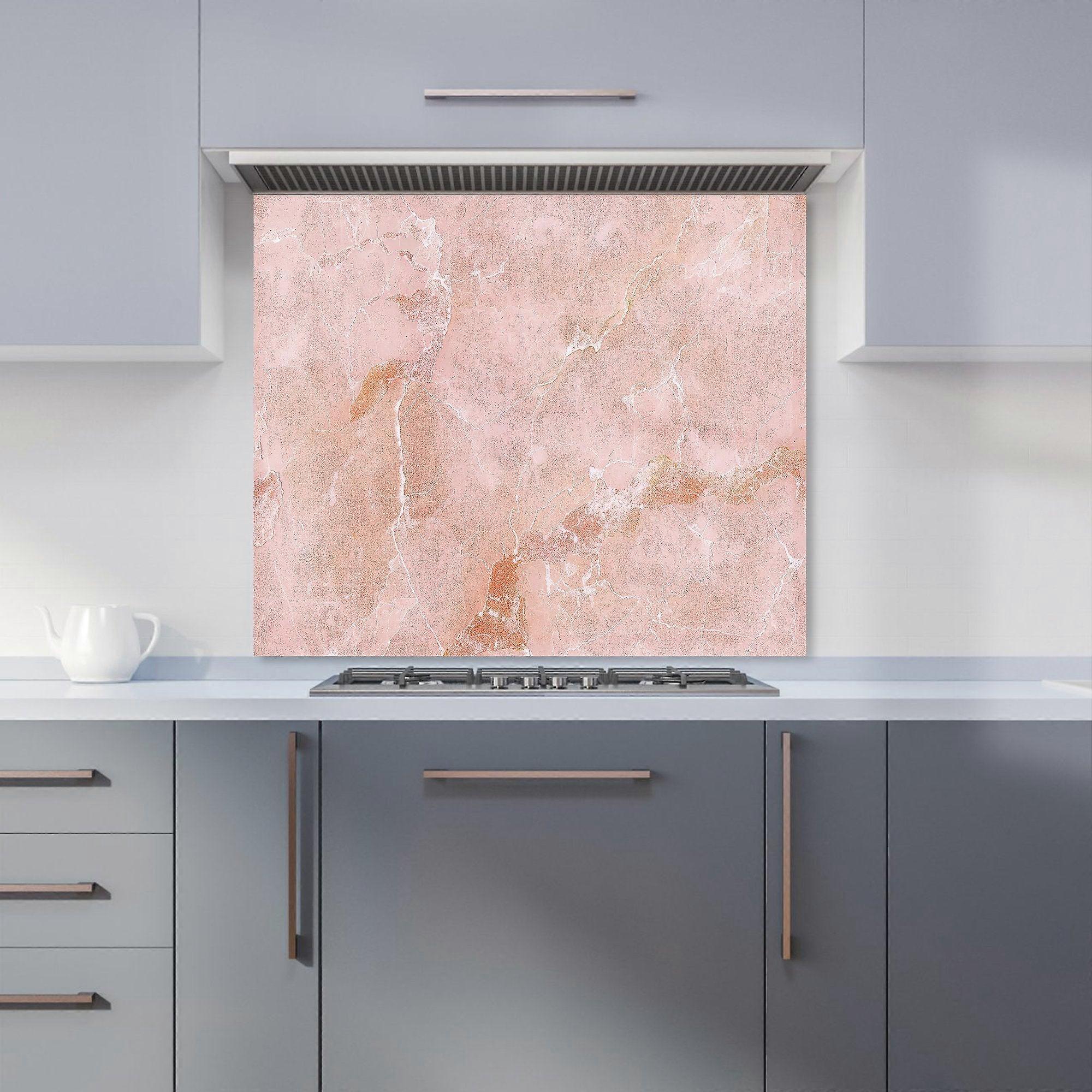 Sweet Peach Quartz Effect Kitchen Splashback