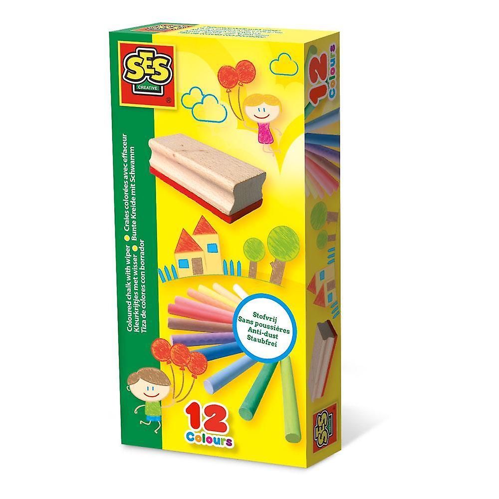 SES Creative Children's Coloured Chalk with Wiper Set