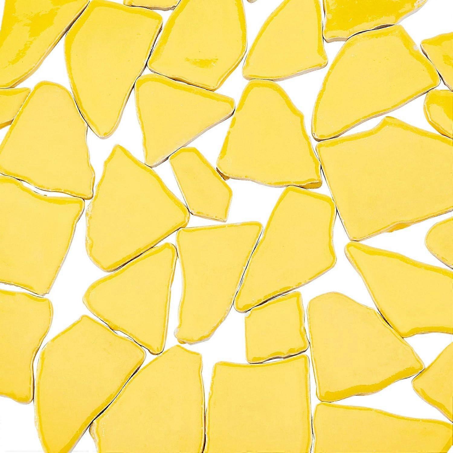 Yellow Irregular Mosaic Tiles for Crafts Bulk Ceramic Mosaic Tiles Pieces for Picture Frames Plates Flowerpots Vases Cups Mosaic Making 1 Pounds