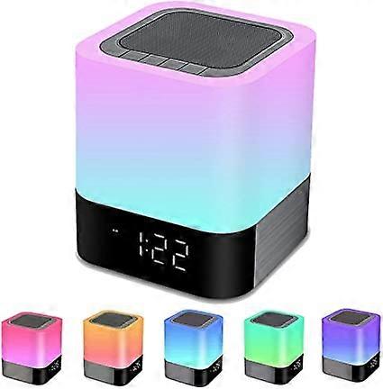 Alarm Clock Bluetooth Speaker MP3 Player With Night Lights, Multicolor Changing LED Table Lamp for Bedroom