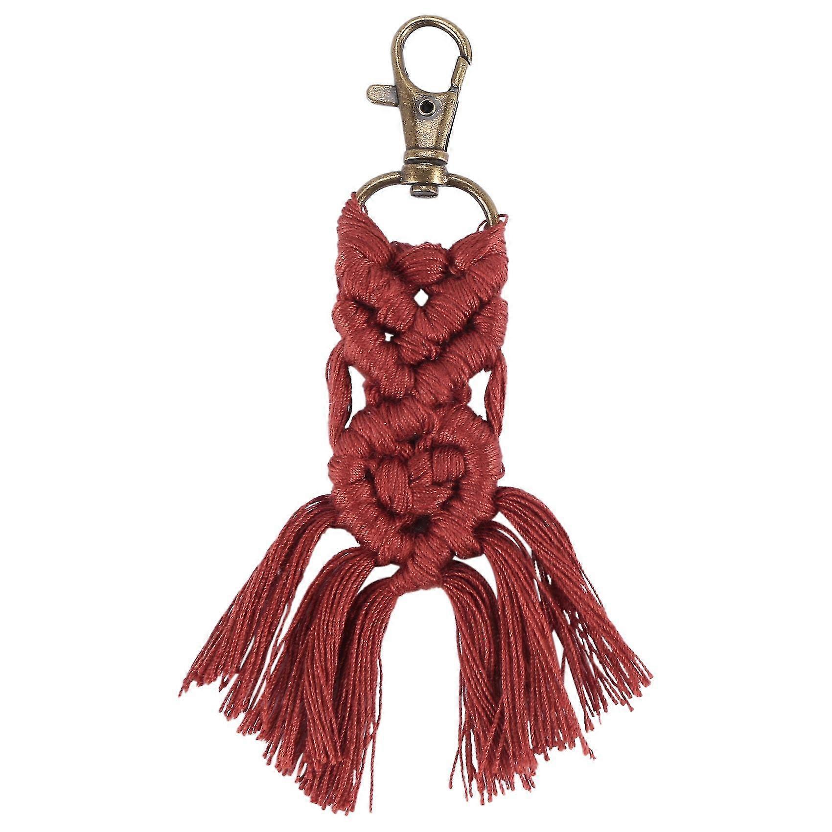 11 Pcs Mini Macrame Keychains Boho Woven Key Ring With Tassels For Car Key Bag Pendant Purse Charm