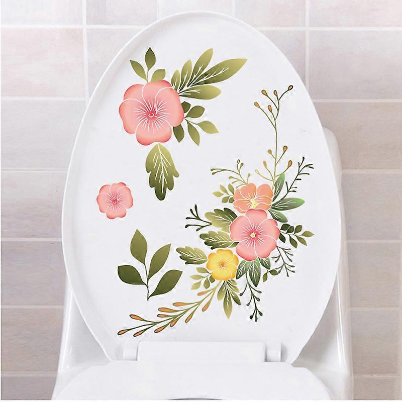21*29cm Plant Leaves Flowers Toilet Seat Lid Stickers Self Adhesive Toilet Seat Lid Stickers for Wall Bathroom Bowl Decal Stickers