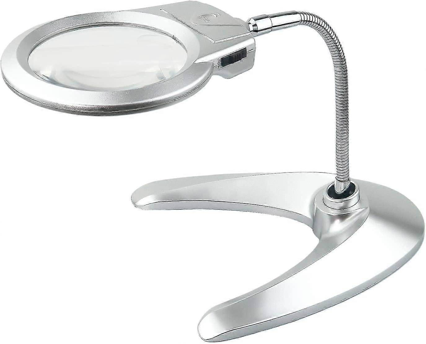 Magnifying Glass With Light And Stand, Lighted Desktop Magnifier, 2x 5x Lighted Magnifier With 2 Ultra Bright Leds, Hands Free Magnifier For Reading