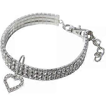 Huisdier ketting leuke hond kat elastische verstelbare Blingbling strass kraag kettingen met hart poot hanger charme fancy prinses bruiloft kraag S