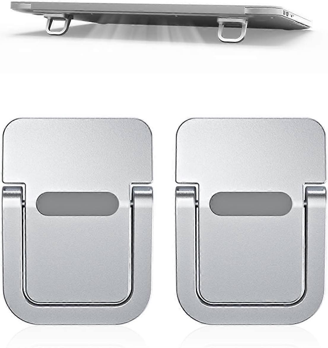 2-Piece Laptop Stand, Foldable Stand, Self-Adhesive Computer Stand, Ergonomic and Invisible, Compatible with Many Laptops (Silver)