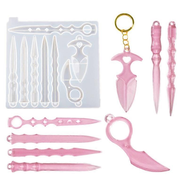 Creative Epoxy Mold Dagger Knife Keychains Silicone DIY Pendant Making Tool