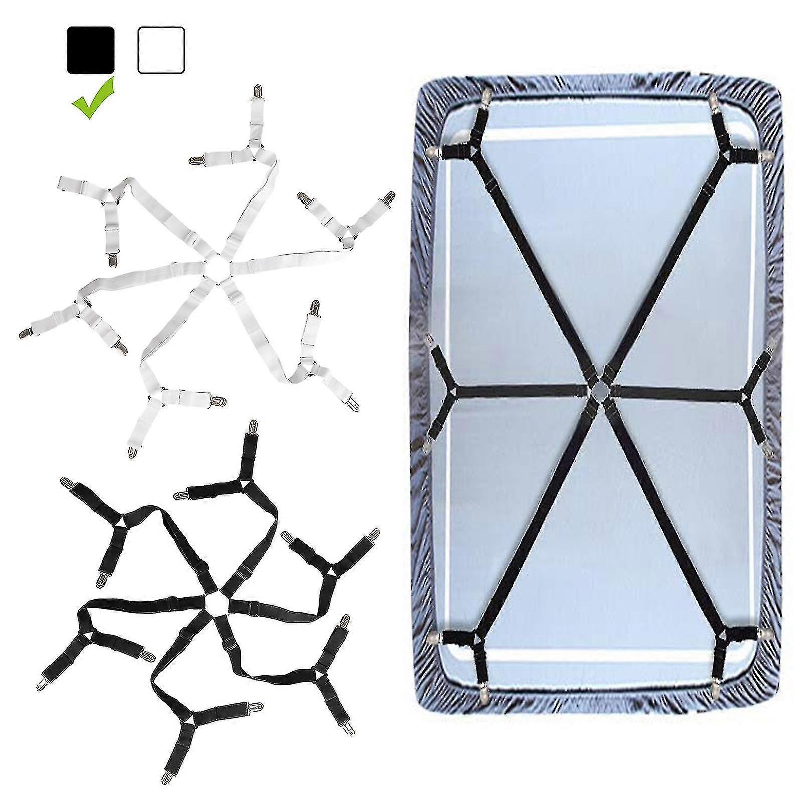 6 Sides Heavy Duty Triangle Bed Sheet Clip, Adjustable Elastic Sheet Straps Suspenders Gripper Fastener Holder, Triangle Crisscross Bed Sheet Clips,fi