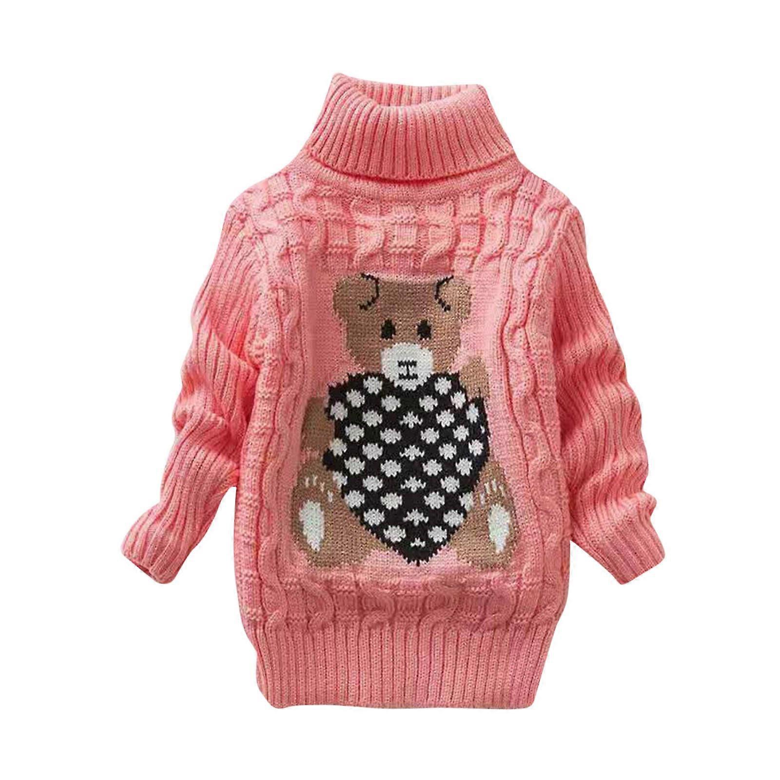Pojkar Barn I Behov Topp Mode Flicka Och Pojke Barn Casual Långärmad Varm Polokrage Tjock Över Tröja 4 år(14) Rosa
