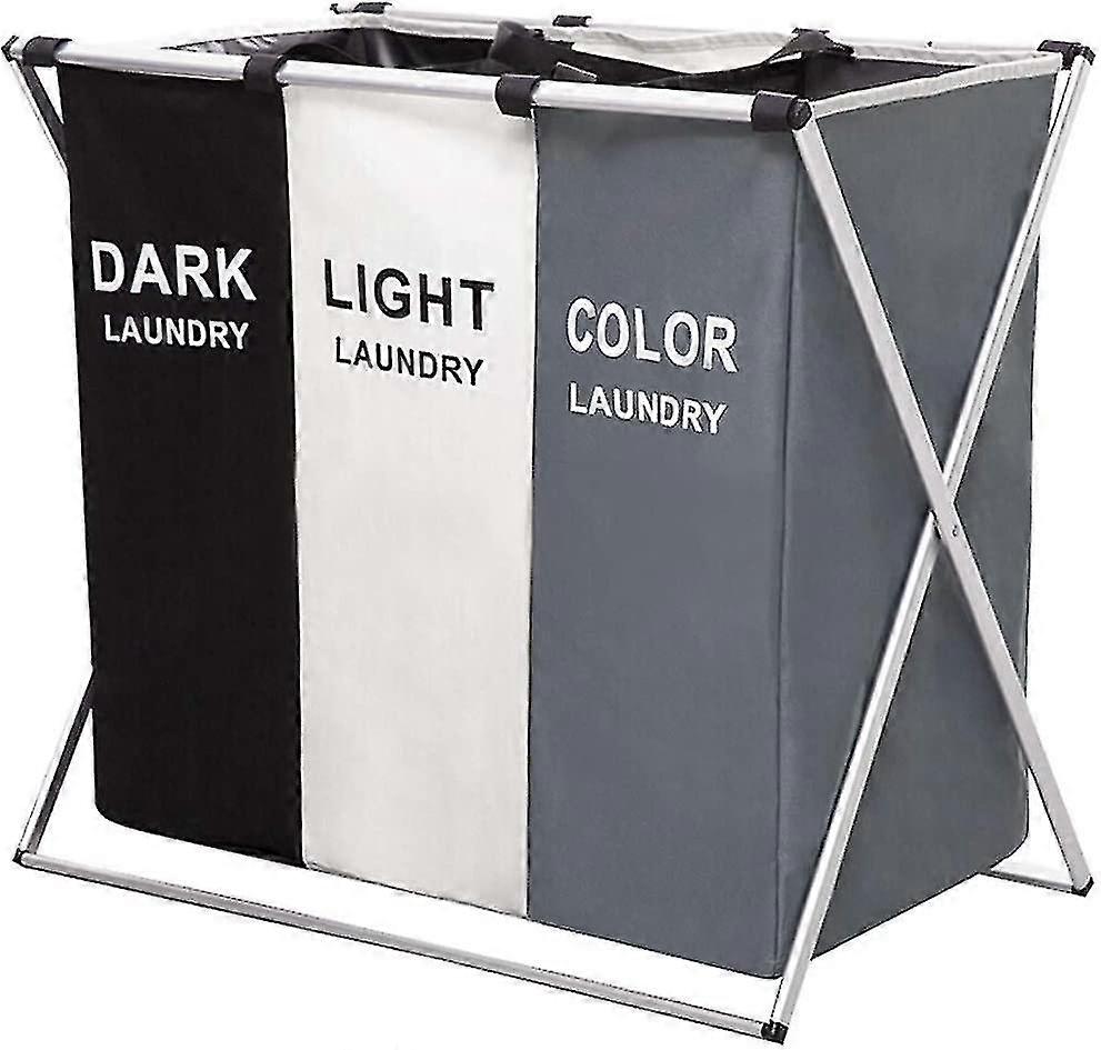 Large Foldable Laundry Bag For Dirt And Dry Clothes 3 Compartments