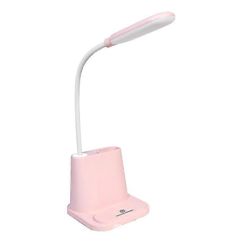 Led, Usb And Pen Holder Rechargeable Desk Lamp, 2 Color Modes Dimming, 360 Flexible Reading Light (pink)