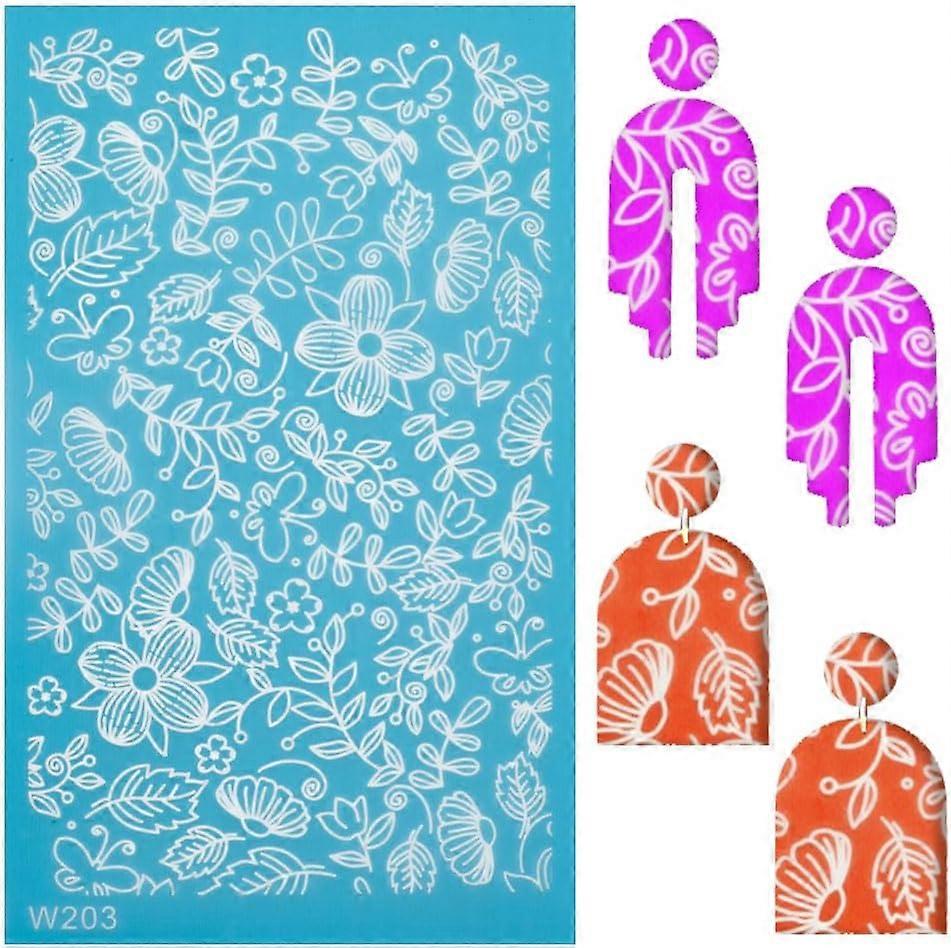 Flower Silk Screen for Polymer Clay Reusable Silkscreen Printing Working with Clay Earrings Polymer Screen Print on Clay Stencil Tools Nylon Impressio