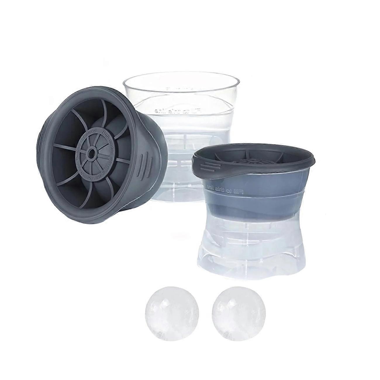 Round Ice Cube Mold Set Of 2, Sphere Ice Maker Ball Molds, Whiskey Ice Ball Molds, Scotch Ice Sphere