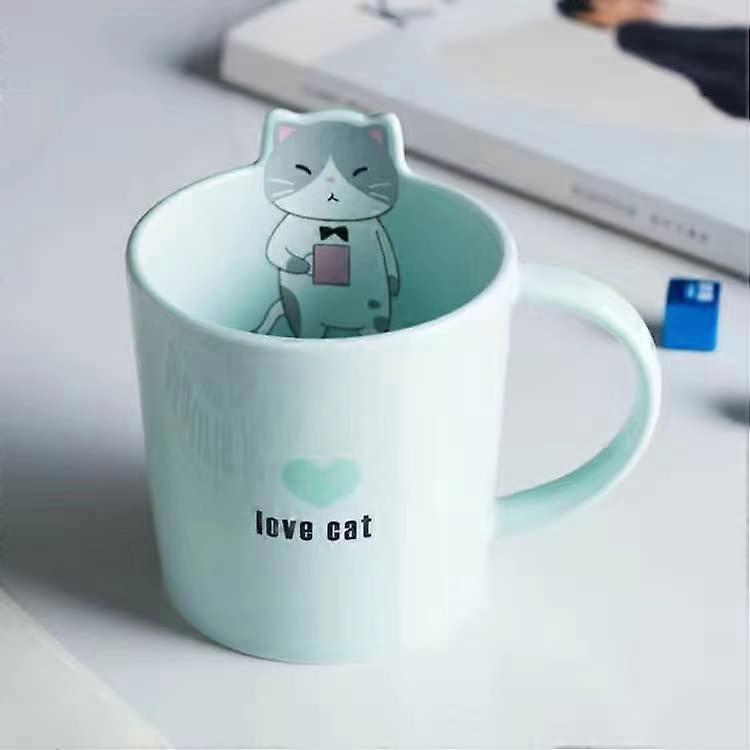 Cartoon cat ceramic mug - 1 piece-white