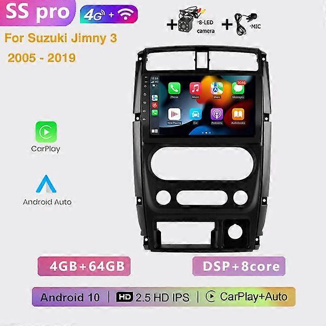 2 DIN Auto Android  car radio multimedia player 4G Carplay GPS navigation No DVD For  Suzuki Jimny 2007 2008 2009 2010-2012