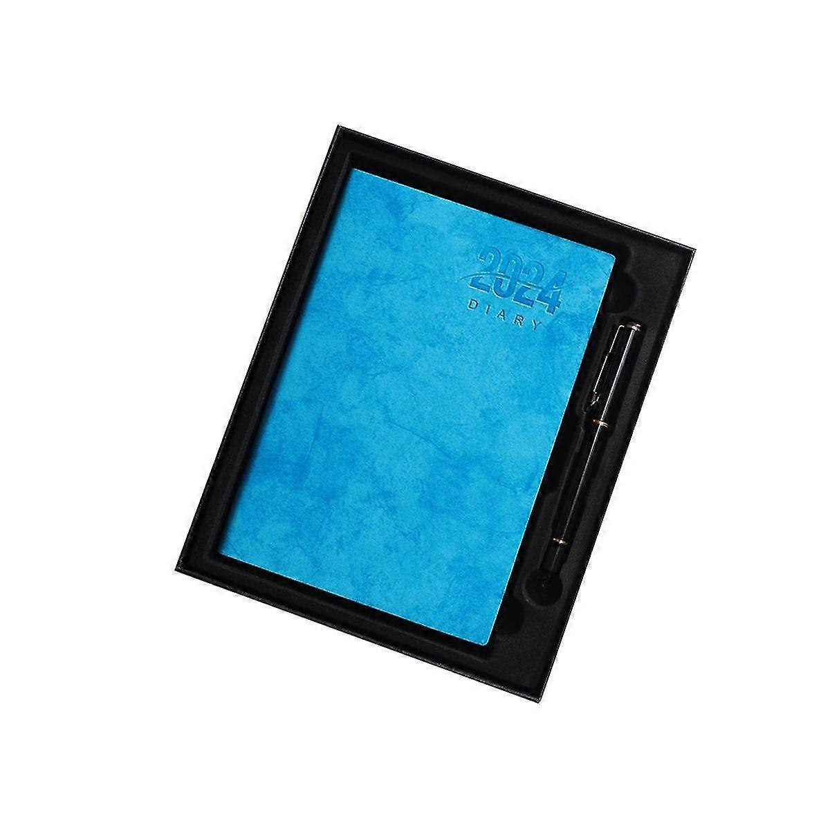 2024 A5 Week to View Diary Full Year Planner Organiser Hardback Cover with Gift Box Set for Christmas Gift Blue