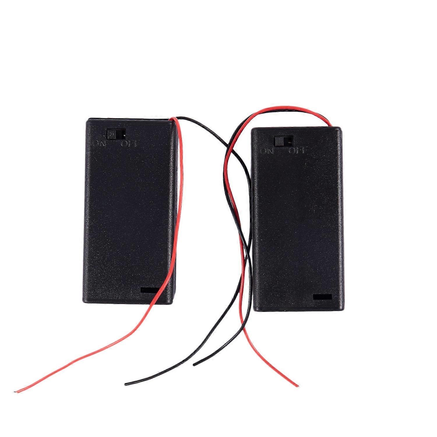 2 X AA 3V Battery Holder Case Box Slot Wired ON/OFF Switch W Cover