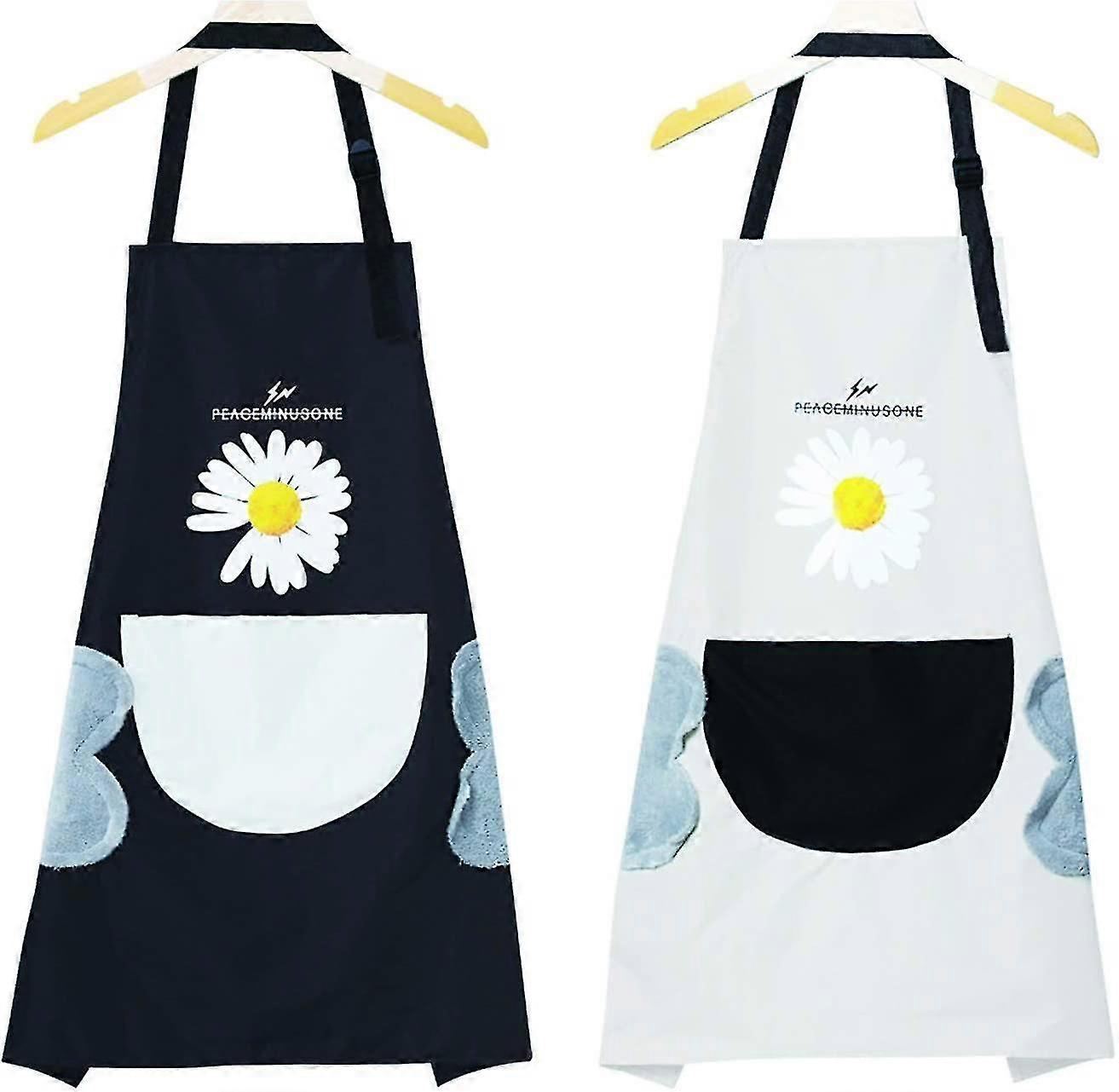 2ks zástěry, voděodolné kuchyňské zástěry s kapsami, nastavitelné kuchyňské zástěry, grilovací zástěry, bryndák