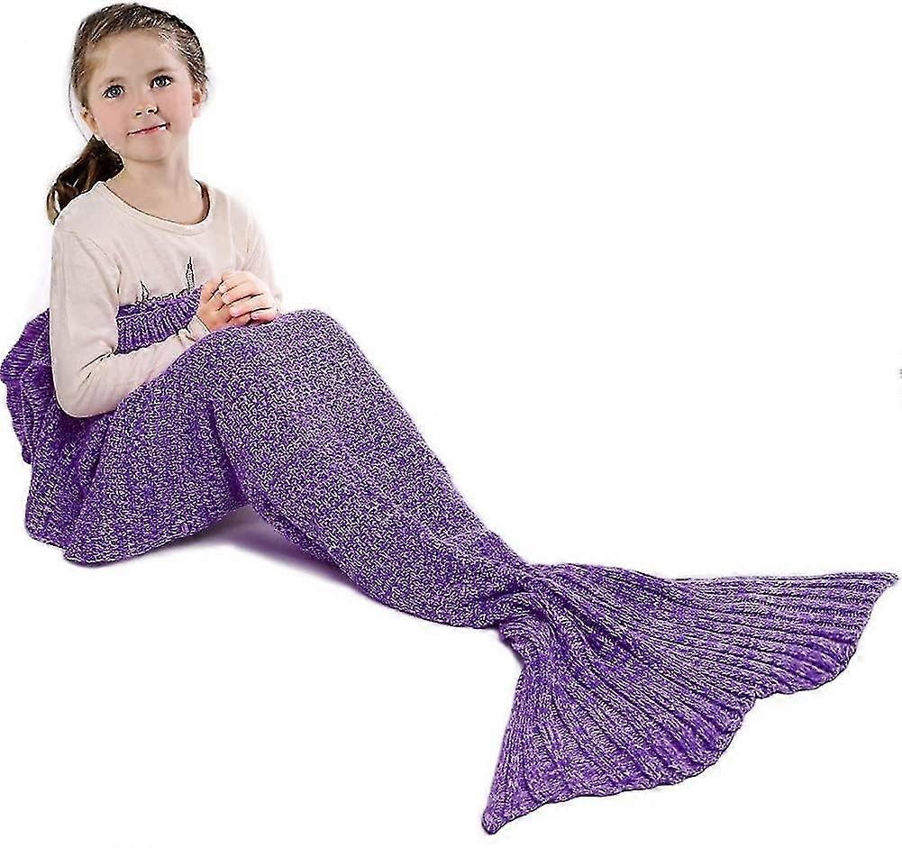handmade knit blanket in the shape of a mermaid tail for adults and children 195 x 90 cm
