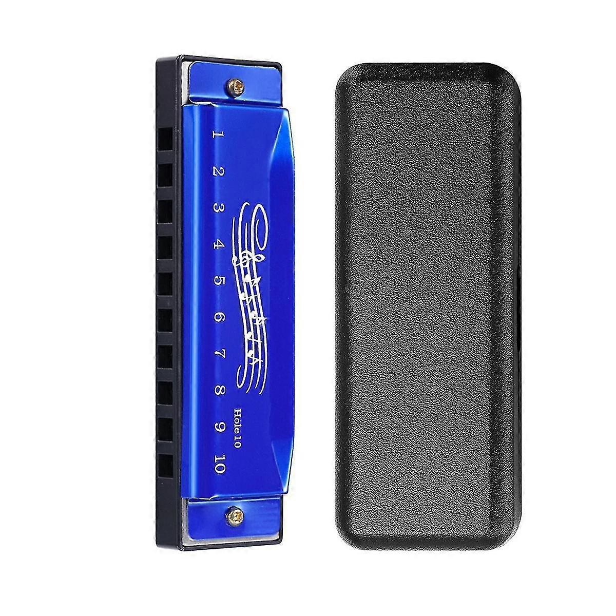10 Holes Key Of C Blues Harmonica Musical Instrument Educational Toy With Case Children's Music Enl