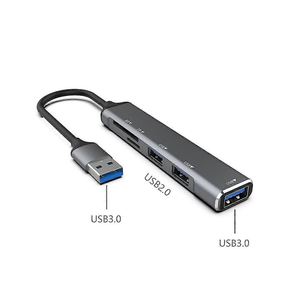 Usb Hub 3.0 Usb-a Hub Splitter 5 Port Usb3.0 With Tfsd Card Reader High Speed Data Transfer For Laptop Computer B