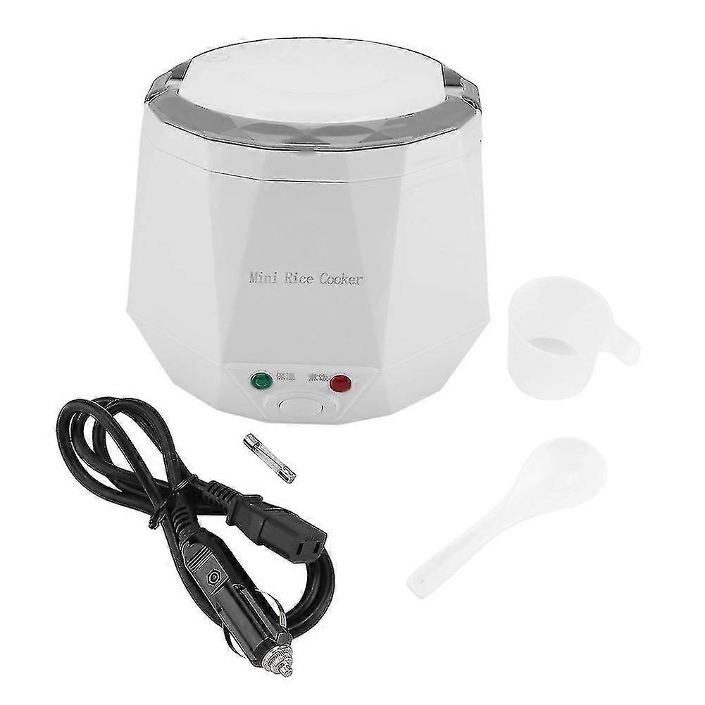 12V 100W Electric Portable Rice Cooker and Food Steamer for Car - 1.3L Capacity (White)