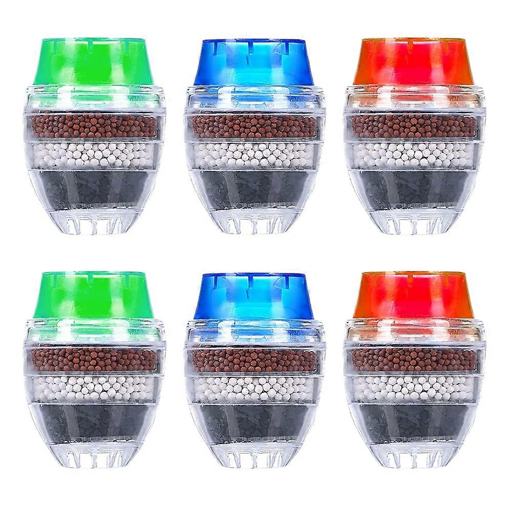 Activated Carbon Water Tap Filter Faucet, 6 PCS Clean Water Filter Purifier Cartridge, Universal Interface Kitchen Tap Filter (6-Layer Filtration)
