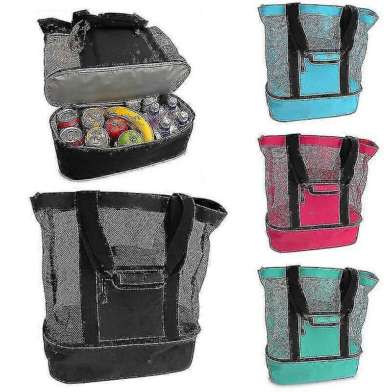 Beach Storage Bag Insulated Cooler Bag Removable Mesh Handbag
