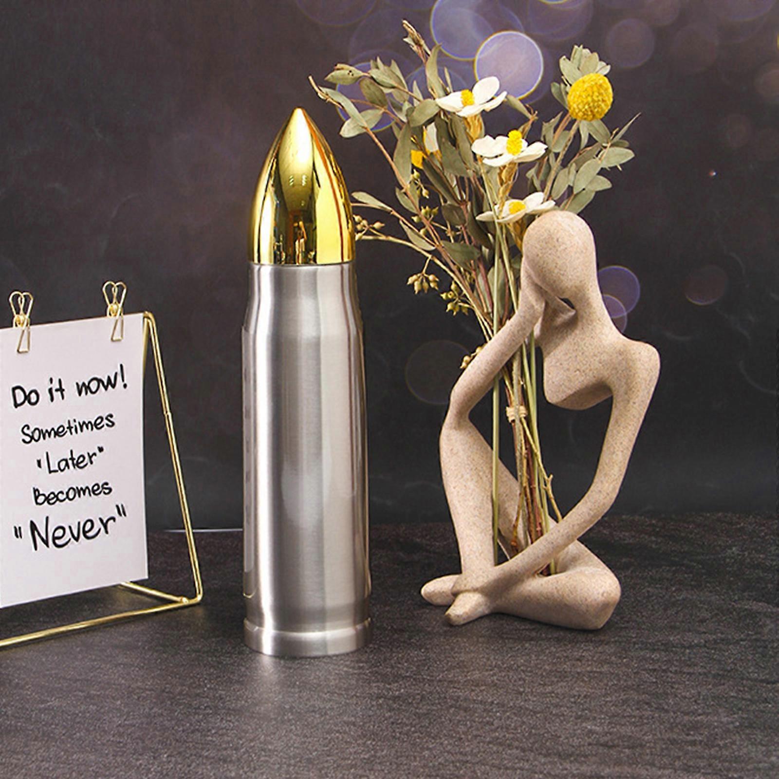 Insulated Water Bottle 500ml, Stainless Steel Thermal Vacuum Flask Unique Bullet Tumbler Outdoor Travel Cup & Mug Gifts for Men