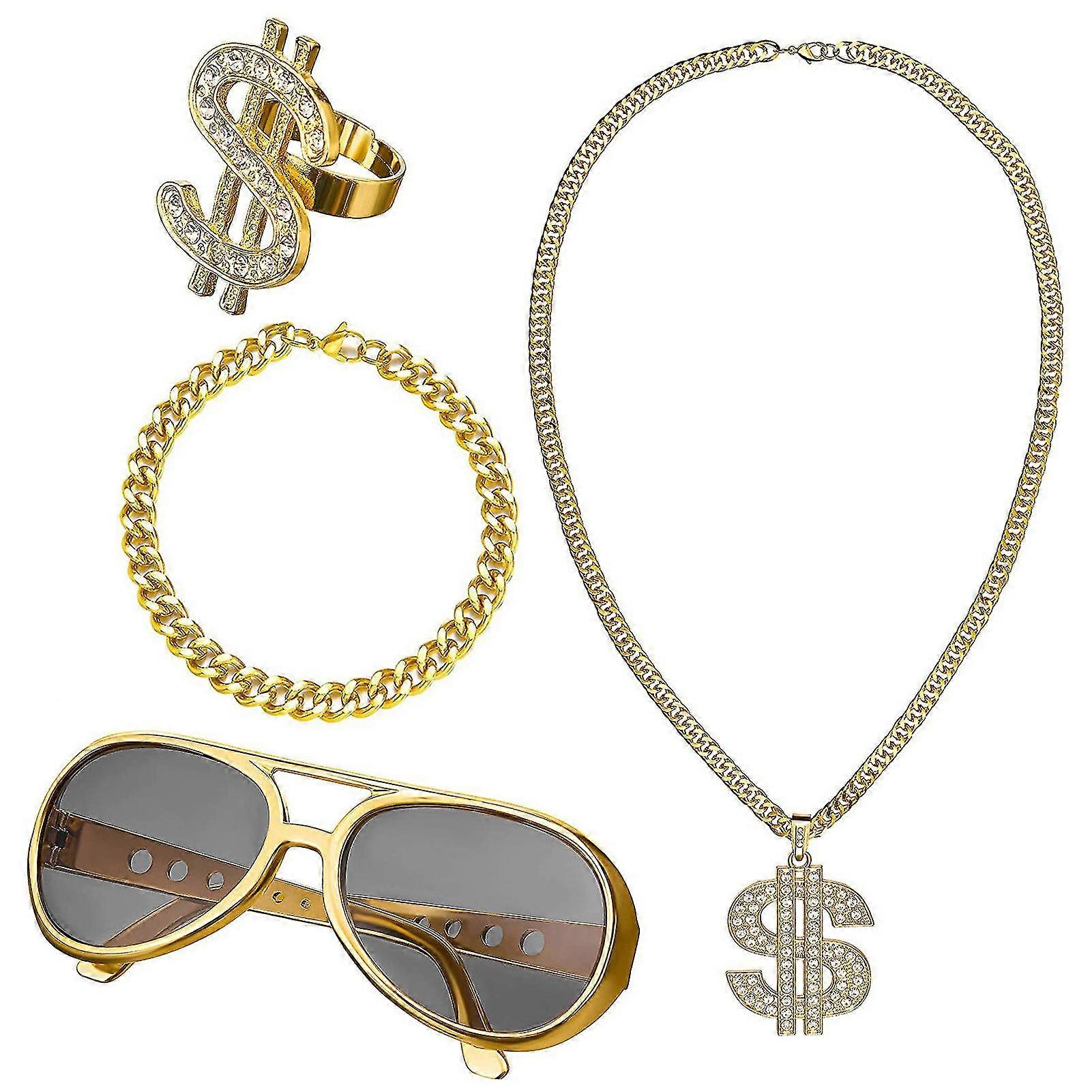 8s 90s Hip Hop Costume Kit 90s Outfits For Women Rapper Dj Outfits Punk Gold 6818ac6db591ed480c48b9ba