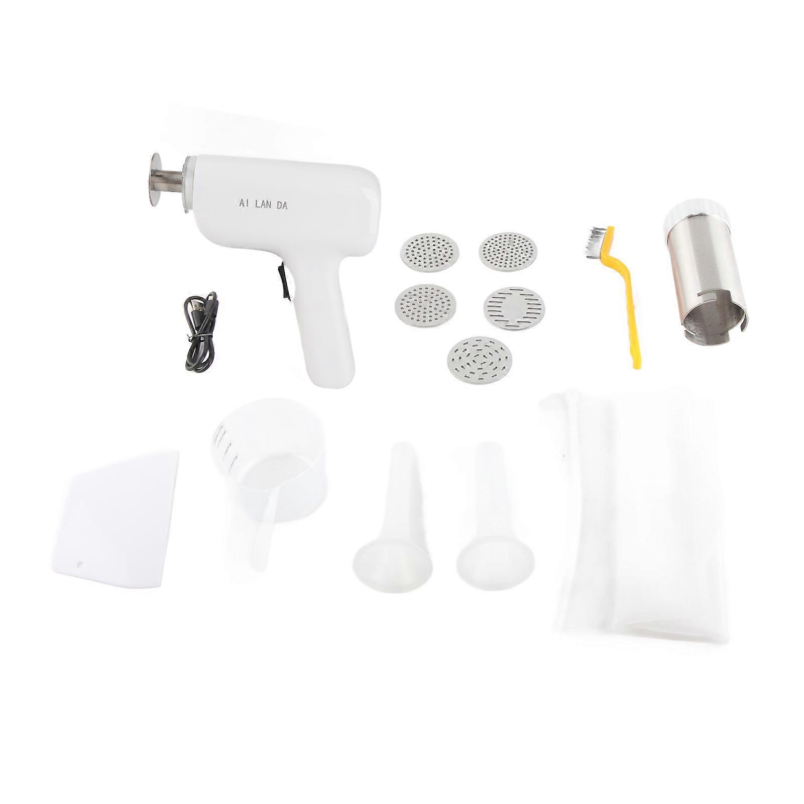 Machine à pâtes électrique 40 W, en acier inoxydable 304, sans fil, portative et automatique, blanche