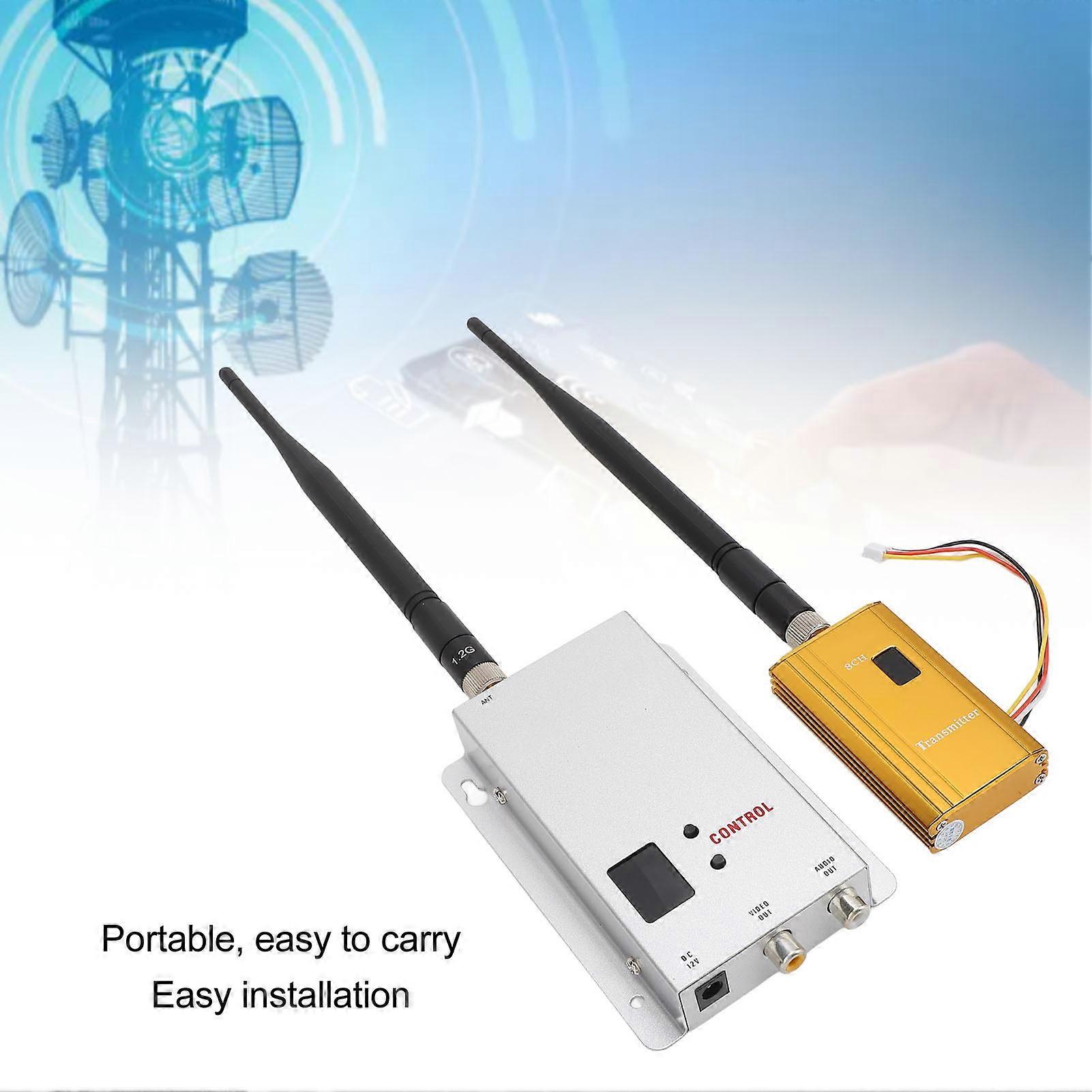 Video Transmitter and Receiver 1.2G 1.5W Real Time Response CCTV Sound Video Transceiver Monitoring Transmitter and Receiver Kit