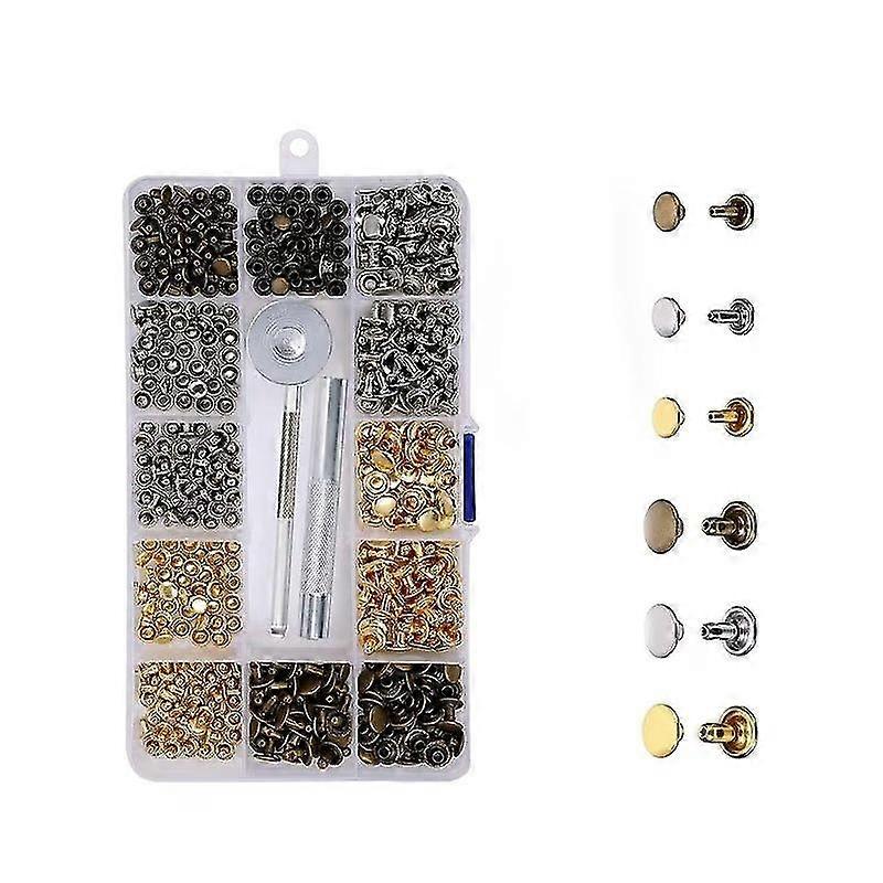 Leather Rivets 180 Set 2 Sizes Double Rivet Metal Tubular Studs With 3 Pieces Fixing Tool And Punch Plier For Leather Craft Diy Replacement Rivets 3 C