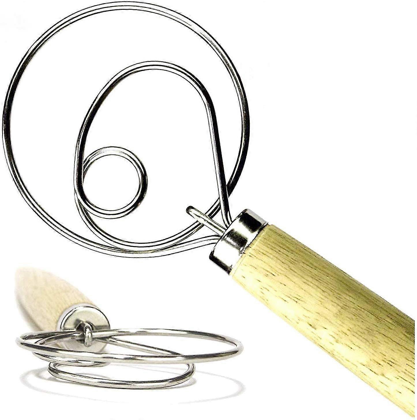 2 Pack13.5" Large Danish Dough Whisk - Home Made Hand Dough Mixer/Bread Whisk For Bread, Cookie, Dumpling Or Pizza Dough