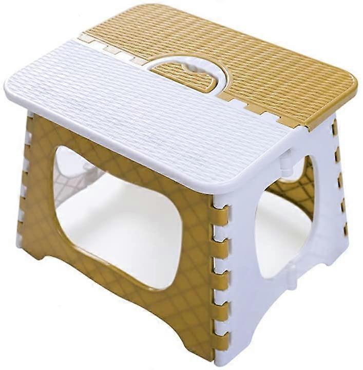 Folding Chair, Thickened Plastic Folding Stool, Safe and Solid Shower Stool, One Button Opening, Convenient for Indoor and Outdoor Use (Rice Colored)