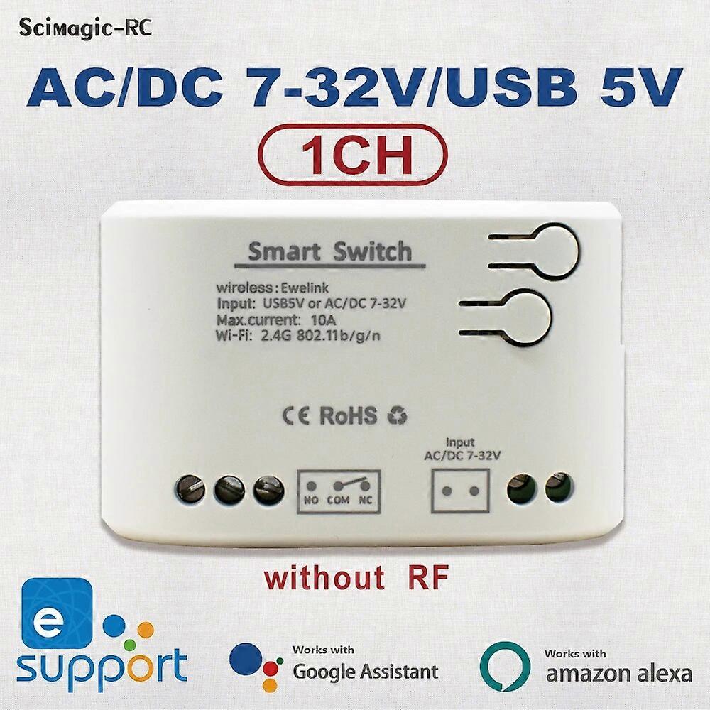 Ewelink AC/DC 5V 7V-32V AC 85-250V 1 Channel WiFi Voice Control Relay Switch Module For EWelink APP System Work For Alexa Google