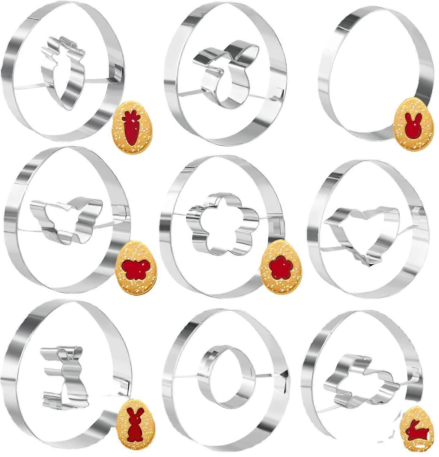 9Pcs Cookie Cutter Easter Mini Linzer Stainless Steel Biscuit Baking Cutters