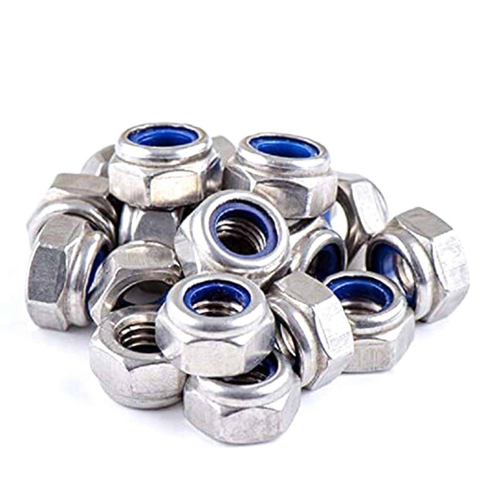 2023 New 10PCS Stainless Steel Nylon Locknut, Hexagon Silver Galvanized M3 Self-Locking Nut, Grade A2