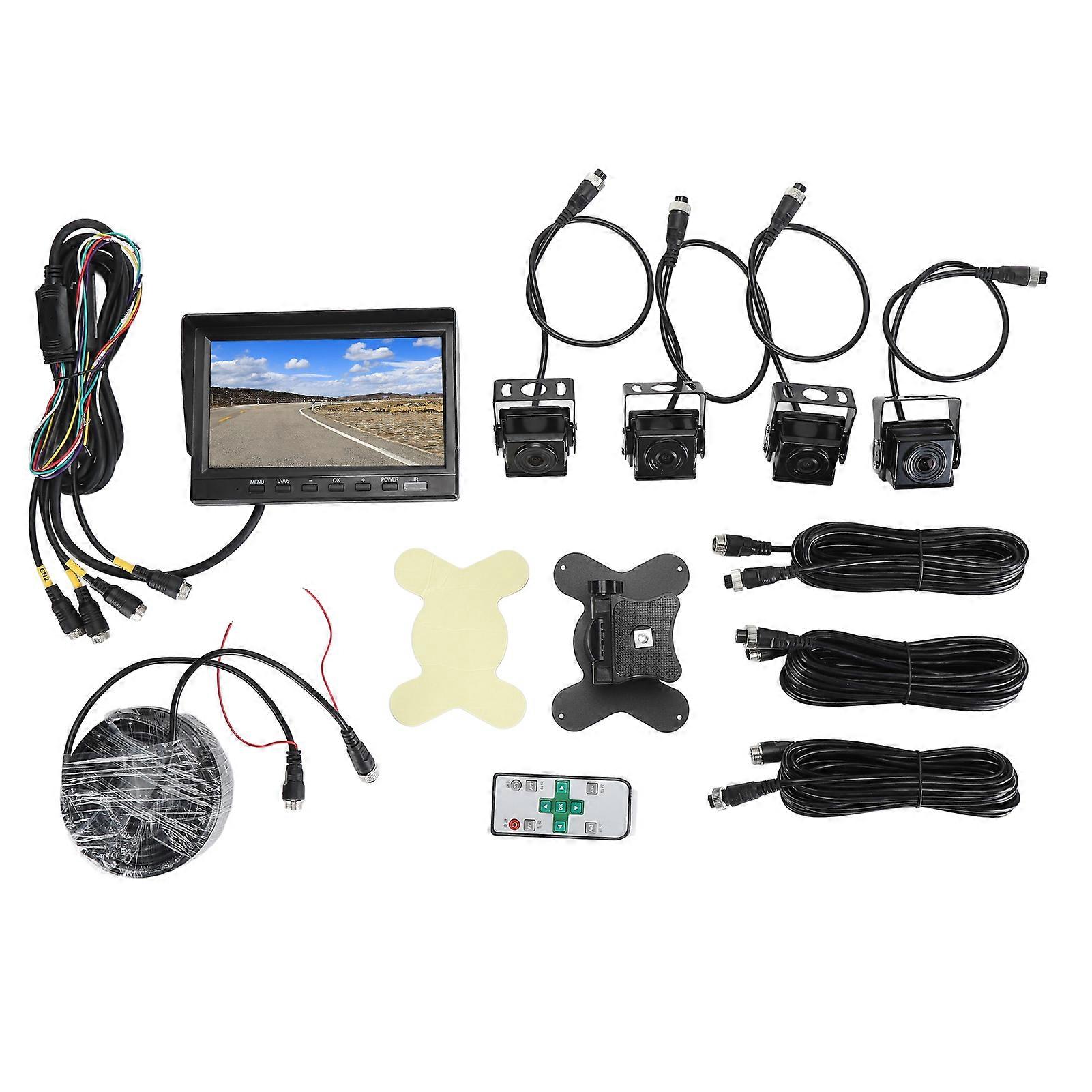 Truck Backup Camera 4 Channel 1080P Rearview Reversing Camera with 7 Inch AHD Display for RV Bus Trailer