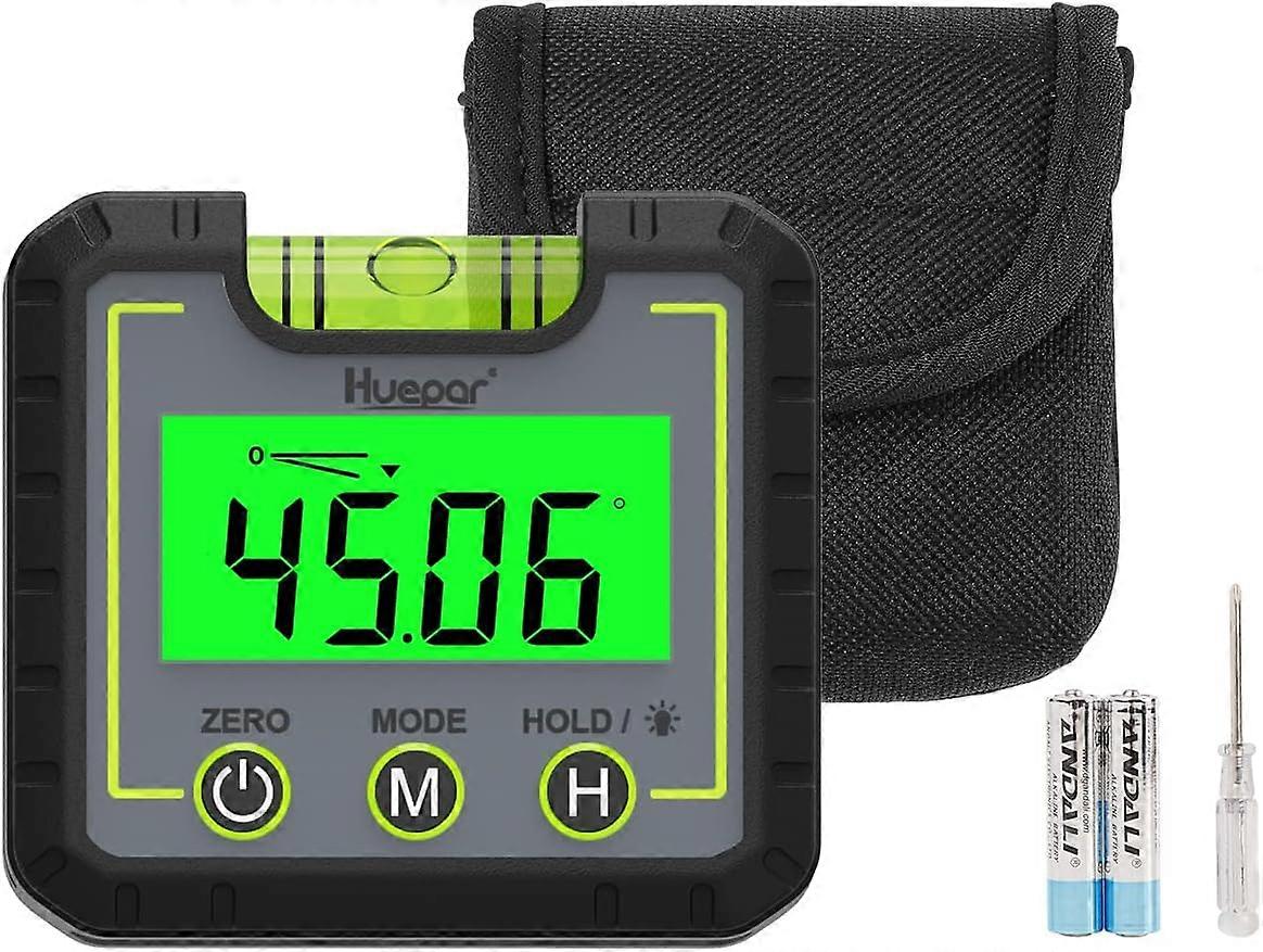 Digital Angle Gauge with Backlit LCD - Mini Box Level Inclinometer (0~360)