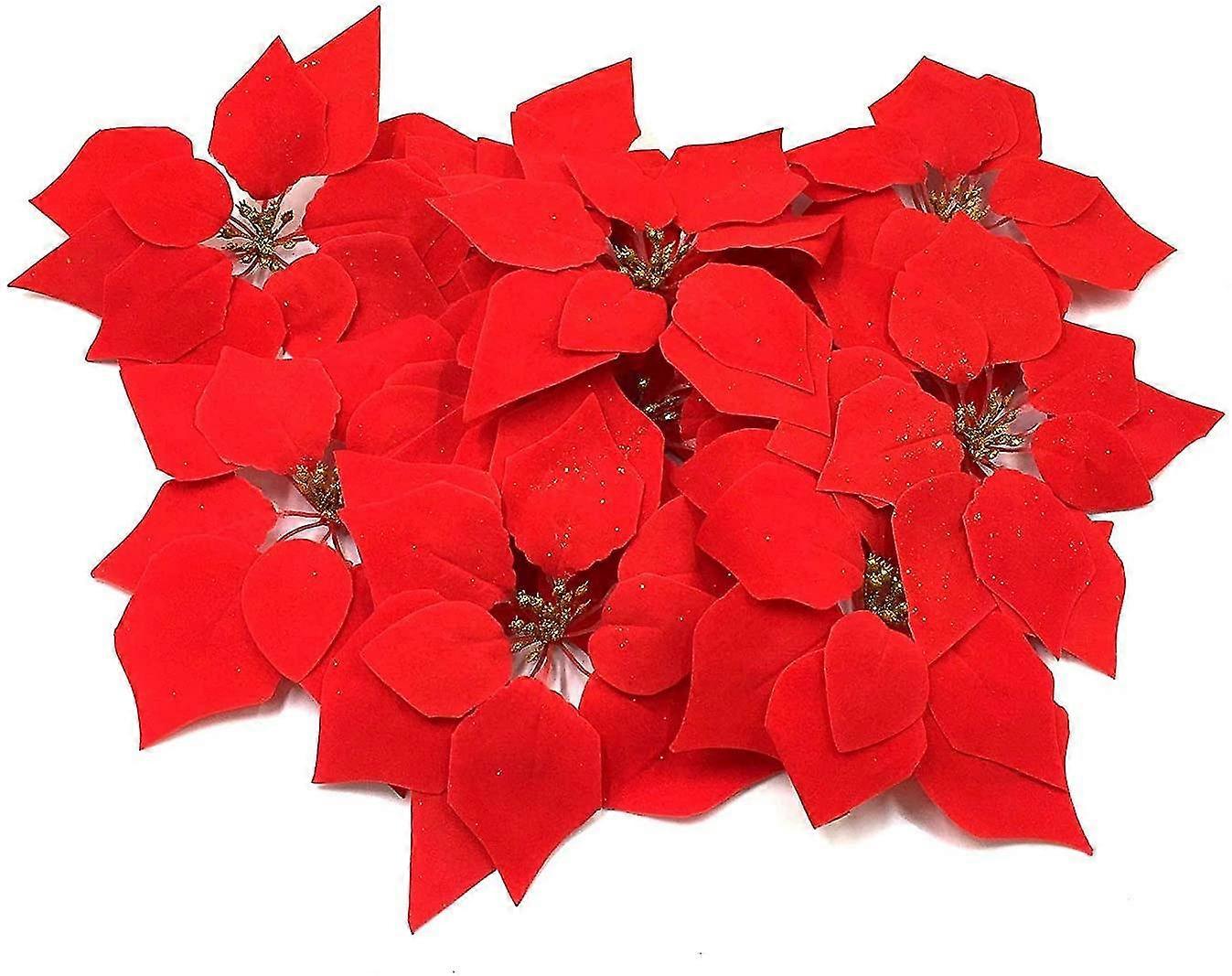 Set Of 20 Artificial Christmas Tree Flowers - 8 '' - Red