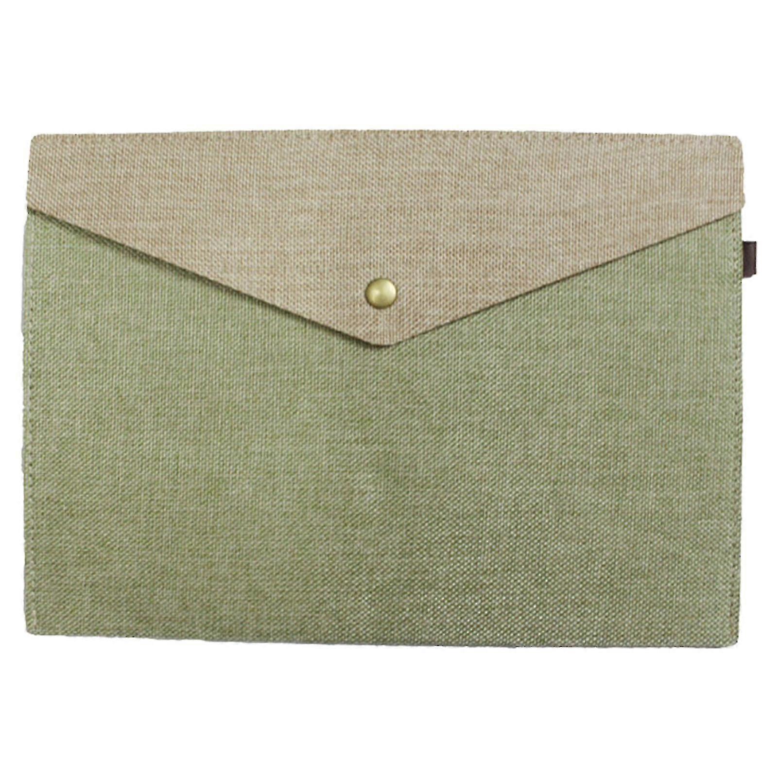 File Folder Large Capacity Minimalistic Vintage Storing Conference Materials Faux Cotton Hemp Felt A4 Snap Button Document Folder Office Accessories Q