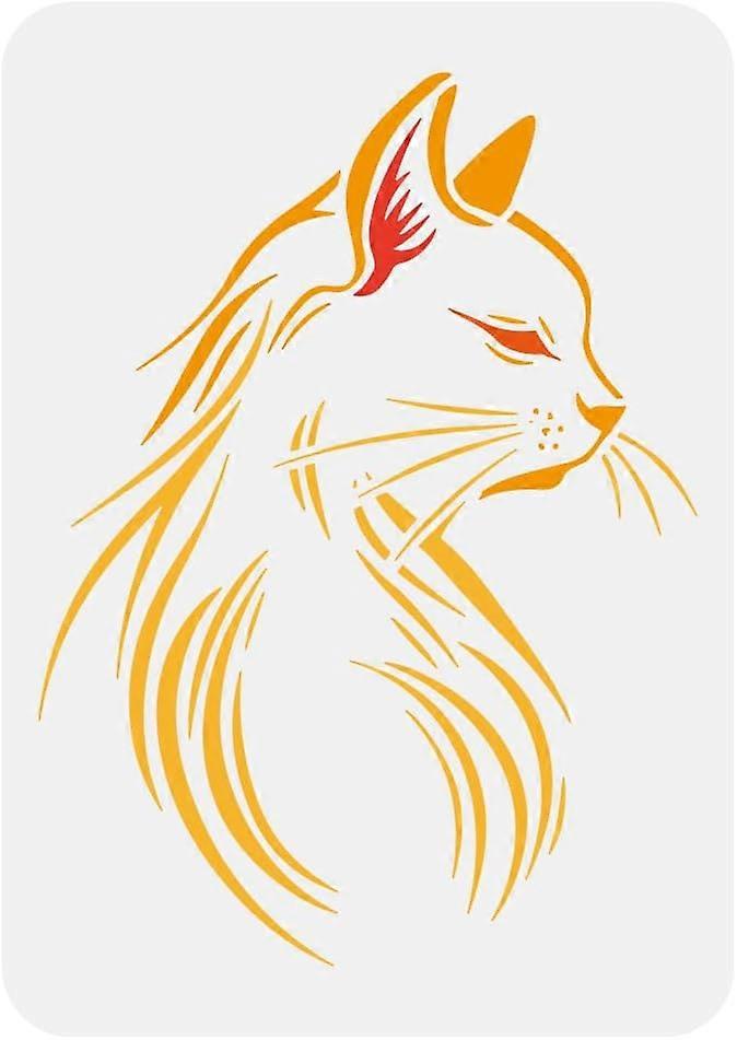 Cat Profile Large Stencil 8.3x11.7inch Cat Side Face Painting Stencils Reusable Cat Templates Animal Themes Drawing Templates for Wall Fabric Tiles Fl