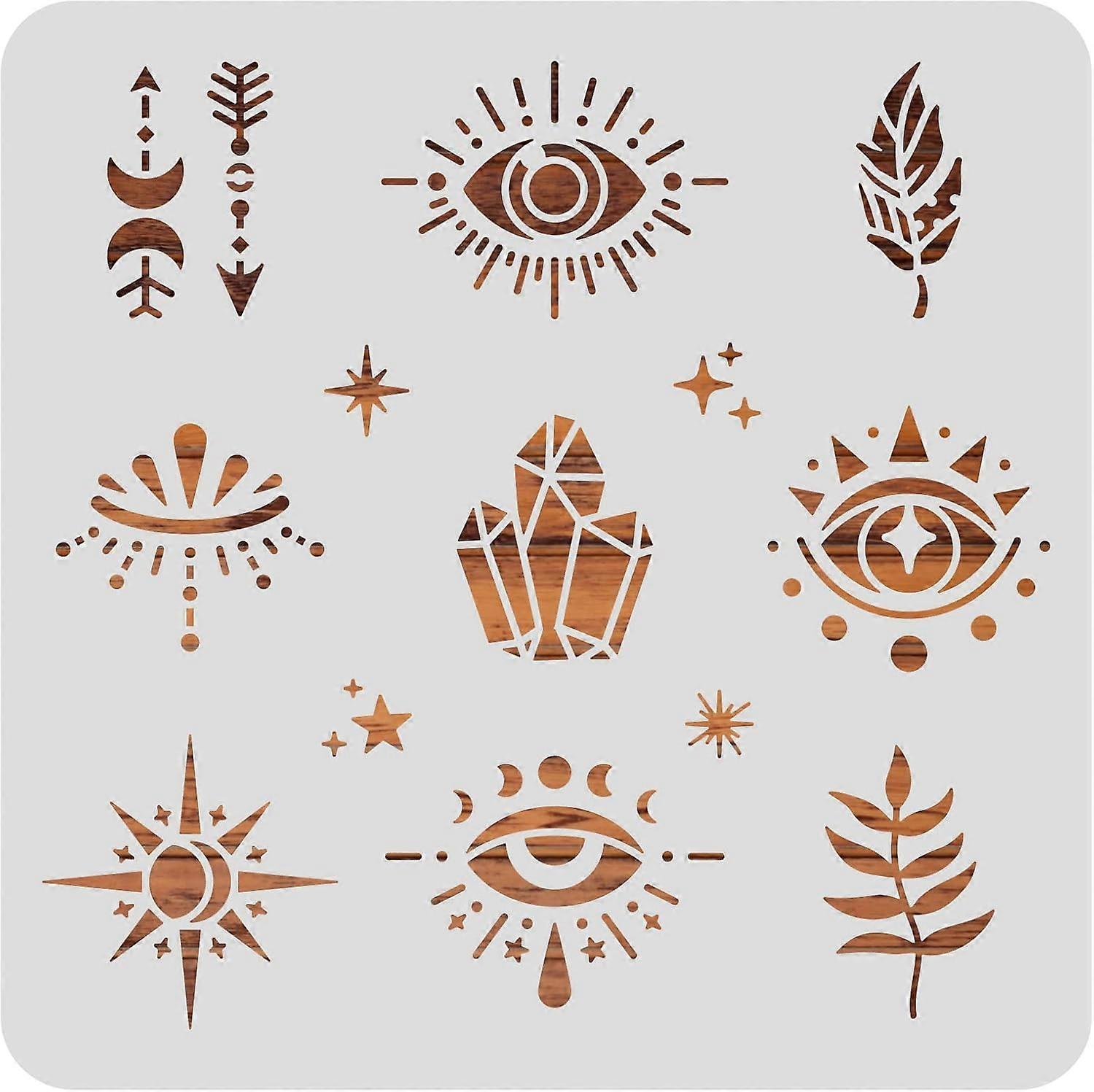 Evil Eyes Plastic Stencil 12x12" Mystical Dreamy Star Painting Template for Diary Scrapbook DIY Craft Wall Floor Decoration DIY