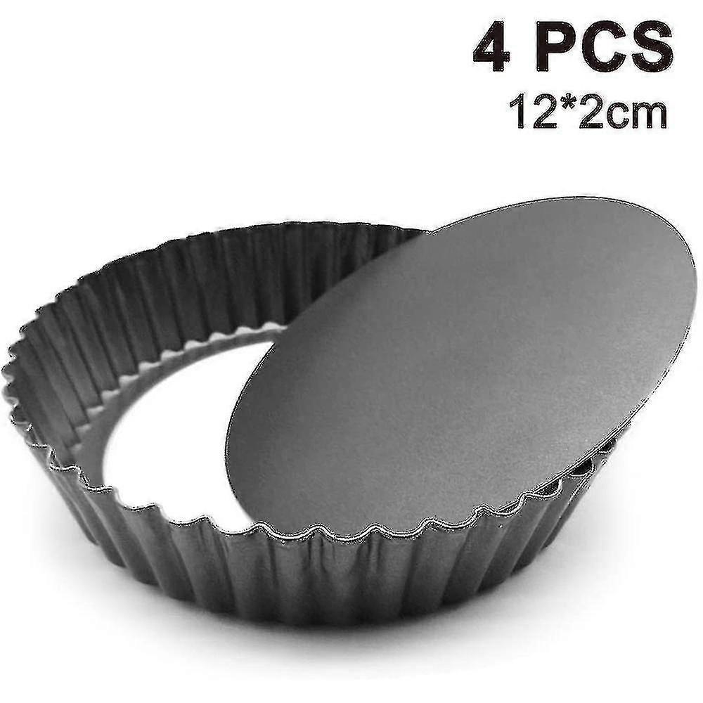 Quiche Pans- 12cm Mini Quiche Pans Non-stick Coating, 4pcs
