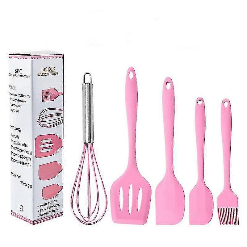Bjxy Silicone Kitchen Utensils Baking Tool Set Egg Beater Scraper Steak Frying Spatula Leaking Spatula Baking Five-Piece Set